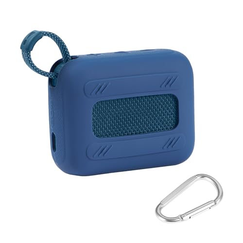 co2CREA Silicone case for JBL Go 4 Waterproof Portable Bluetooth Speaker, Portable Ultra-light Protective Sleeve with Carabiner (Not Included speaker)