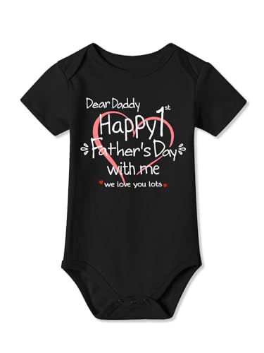 Image of BesserBay Baby Happy Fathers Day Onesie Short Sleeves First Father's Day Outfit 0-12 Months