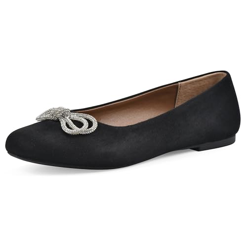 WHITE MOUNTAIN Women's Sashimi Rhinestone Double Bow Ballet Flat