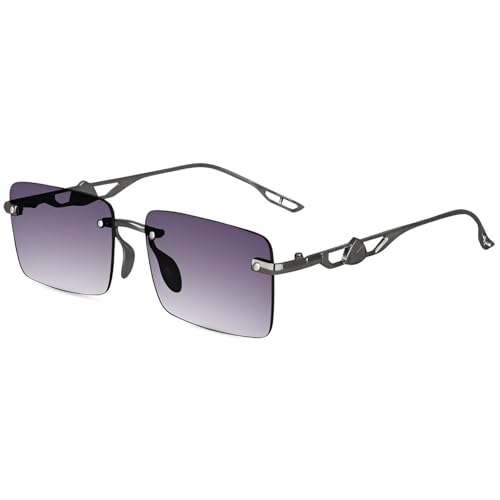 Image of IFLASH UV Protected Rectangular Rimless Sunglasses for Men and Women