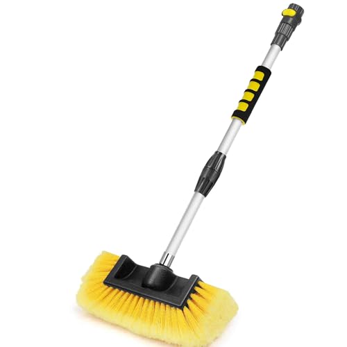 Anyyion 49inch Car Wash Brush with 10 Inch Soft Bristle, On/Off Switch for Car Truck Boat Washing Brush, Perfect for Cleaning House Siding, Auto Cars, Trucks, SUV, RV, Floors and More!