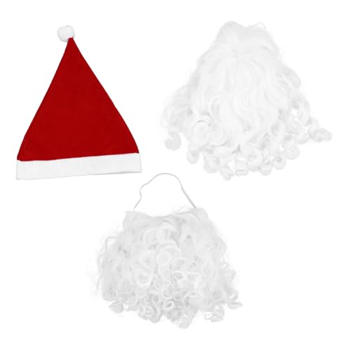 LIFKOME 3個サンタクロース コスプレ用ウィッグ ヒゲ付き帽子 クリスマスパーティー 向けサンタコスチューム 頭飾り 成人用