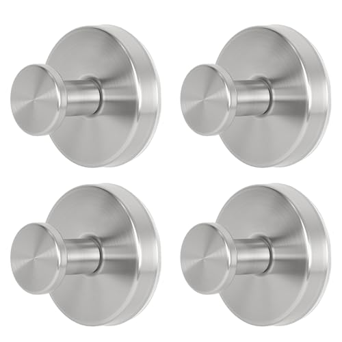 Hiyouer 4 PCS Stainless Steel Suction Cup Hooks No-Drill Door Wreath Hanger for Christmas Decorations Shower Towels Hooks Holder for Glass Window Bathroom Mirror (Silver)