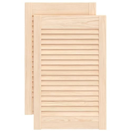 vidaXL 2X Madera Maciza de Pino Puertas de Persianas con Celosía Rejilla Armario Tablillas Guardarropa Separador Decoración 61,5x39,4 cm