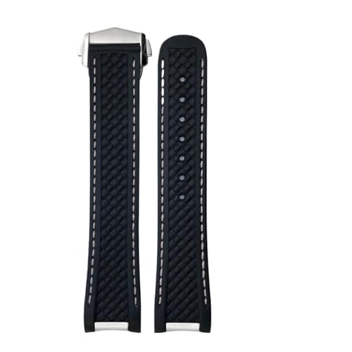 19mm 20mm 21mm �t�b�f�S�� FKM �\�t�g�E�H�b�`�o���h �I���K �A�N�A�e�� 150M AT150 �V�[�}�X�^�[ �J���t���E�H�b�`�X�g���b�v �A�b�v�O���[�h�o�b�N���ɑΉ�(Black white silver,21mm)