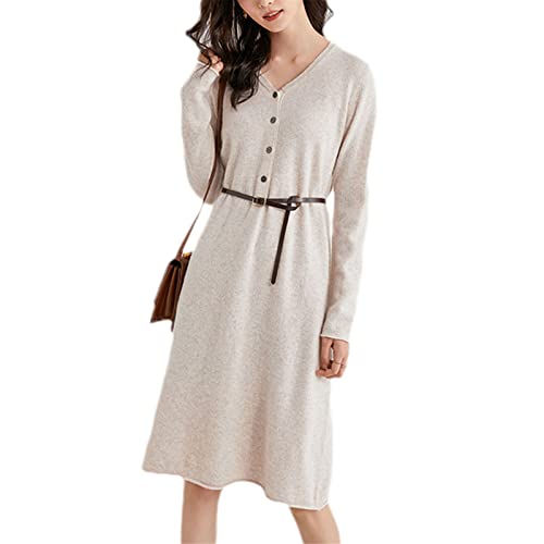Robe longue en cachemire et laine de luxe beige taille XXL pour un hiver élégant