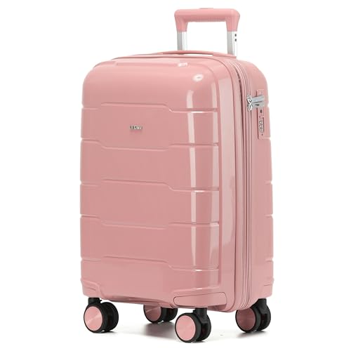 CRUW Hand Luggage, TSA Approved Lock, Silent Double Spinner Wheels Expandable Lightweight Suitcase – Bag Fits 56x45x25cm Overhead Carry On Limit for easyJet, BA, Jet2 & More – Black