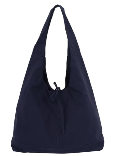 Sacola de nylon despojada de cor sólida, bolsa de ombro transversal de grande capacidade, bolsa de ombro, bolsa de viagem universitária, bolsa de mão 2025, Azul, One Size