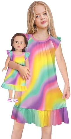LQSZ Doll and Girl Matching Nightgown Outfit Pajamas Nightie Nightgown for Girls and Dolls Clothes