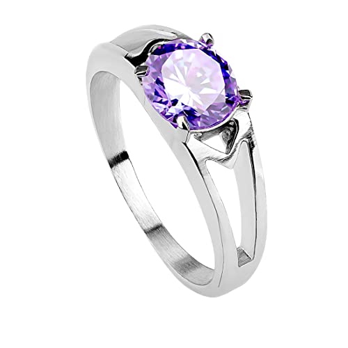 Taffstyle Anello da donna in acciaio inox lucidato con zirconi a forma di diamante, Acciaio inossidabile