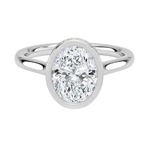 2 CT/3 CT/4 CT/5 CT Bezel Moissanite Engagement Ring for Women Solitaire Wedding Bridal Ring Birthday Gift for Her 925 Silver, 10K 14K 18K Solid Gold (𝘞𝘏𝘐𝘛𝘌, 𝘖𝘝𝘈𝘓-𝘚𝘏𝘈𝘗𝘌)