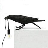 Bird Table Lamps Resin Crow Desk Lamp Bedroom Wall Sconce Light (Black Sitting Table Lamp)