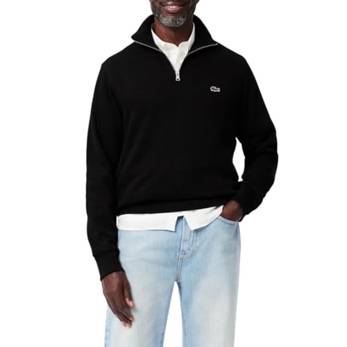 Lacoste mens Long Sleeve Quarter Zip Cotton...