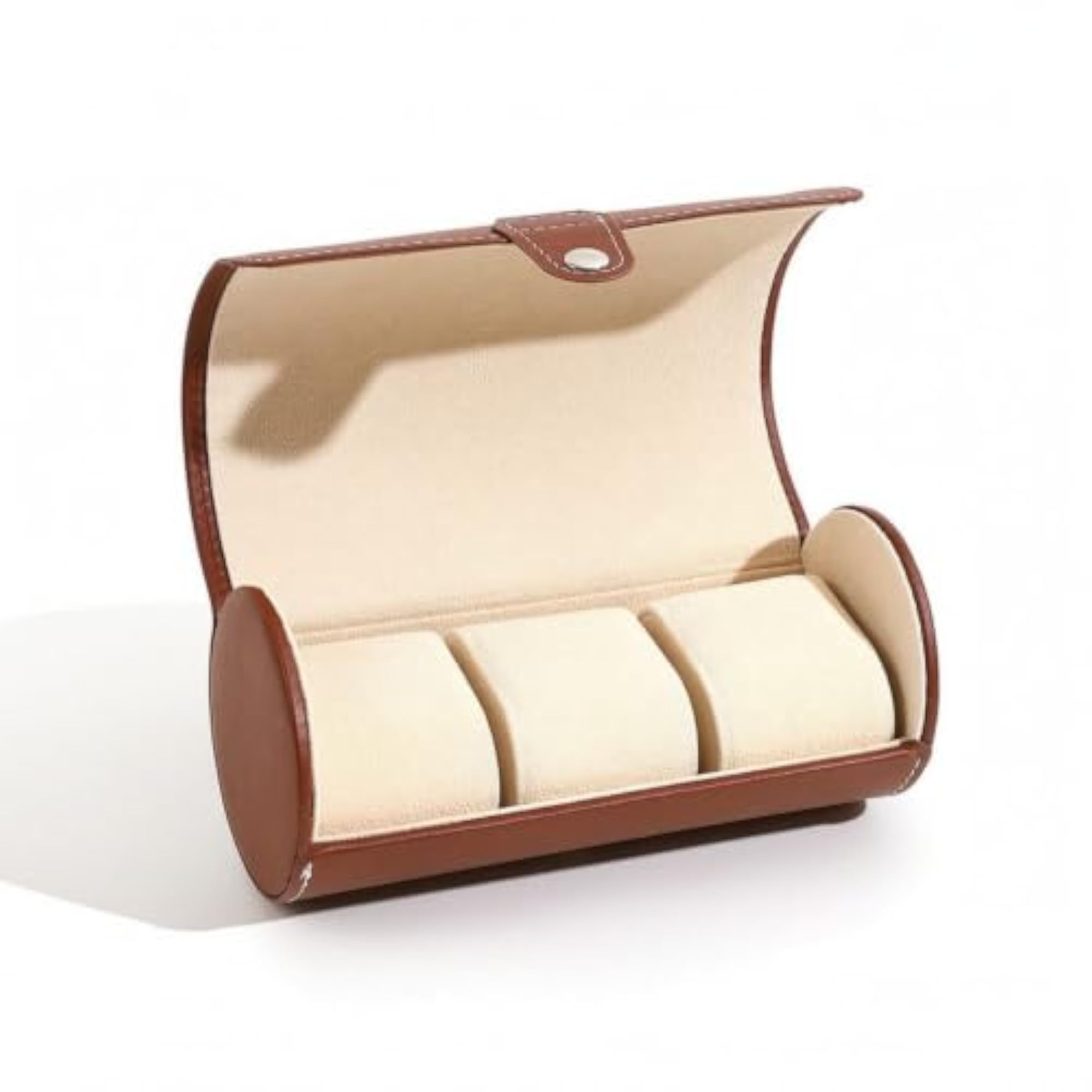 3-Slot Faux Leather Watch Storage Case, Portable Organizer