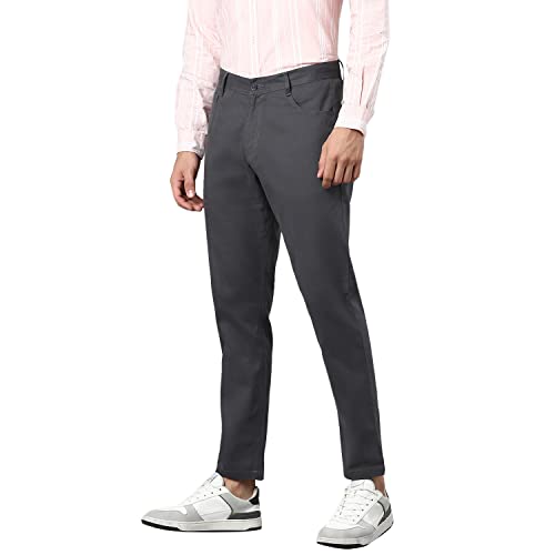 Image of Hubberholme Men's Tapered Fit Cotton Trousers, Ankle Length Button Closure Chinos