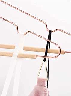 HYT THEGROWTH 10X STRONG WOODEN ROUND TROUSER BAR AND Metal SHOULDER NOTCHES HANGERS, Rose (HYT90462), pack of 10