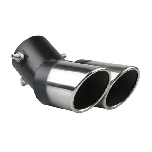 tpnidaii 車外用品 下向き式 マフラーカッター 2本出し 排気管 エキゾーストチップ マフラー パイプ テールパイプ径38-53mm適応 口径2.5インチ 斜めカット 外装 パーツ ドレスアップ カスタム ステンレス製 (黒銀)