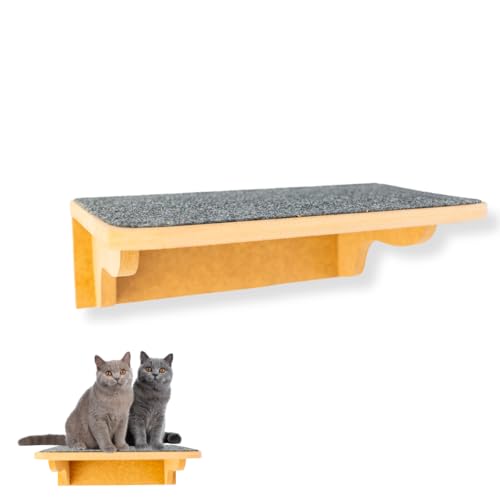 Prateleira para Gatos Tamanho G Resistente Já Montado Com Kit Fixação e Seguro (Grafite)