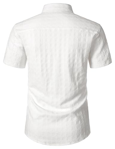 ZEROYAA Men's Knit Shirt Vintage Slim Fit Short Sleeve Button Down Shirts Summer Vacation Beach Tops3