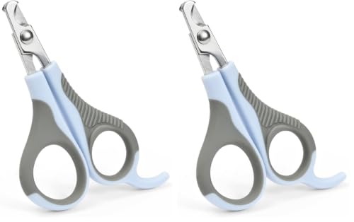 Image of WePet Pet Nail Clippers U07.2, Professional Claw Trimmer, Scissor for Cats, Puppies, Kittens, Hamsters, Rabbits and Small Animals, Sharp, Safe, Small, Grey /Blue (Pack of 2)