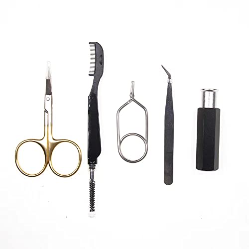 GREATFISHING 5pc The Most Useful Fly Tying Tools Combo Kit Gift 2 in 1 Foldable Metal Comb, Scissors, Hair Stacker, Hackle Pliers, Nippers Fly Tying Tools