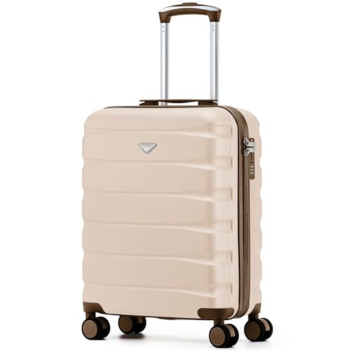 Flight Knight Lightweight Travel Suitcase 55x40x20cm | Hard Shell Carry On Luggage with Aluminum Telescopic Handle, 8 Wheels & TSA Lock | Approved for Ryanair Priority, TUI & 60+ Airlines