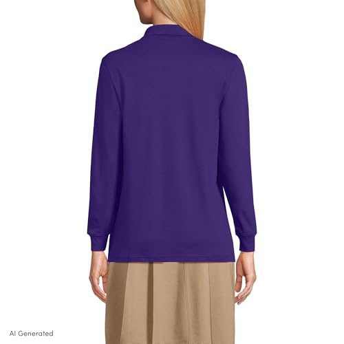 Image of Lands' End School Uniform Kids Long Sleeve Interlock Polo Shirt
