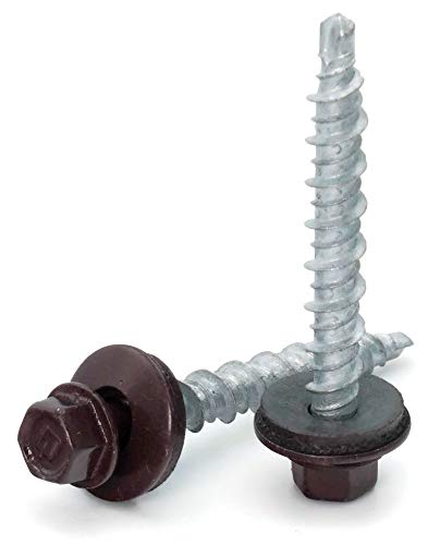 Hex Washer Head Mechanical Galvanized Mini Driller Roofing Screws Burgundy Finish - #10 x 2