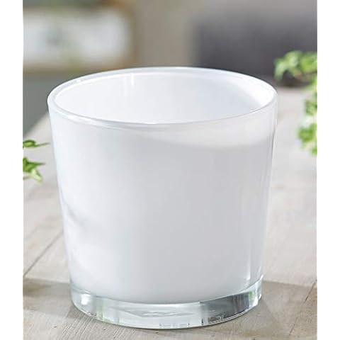 Hakbijl Glas-Übertopf ø 17 cm weiß Cover