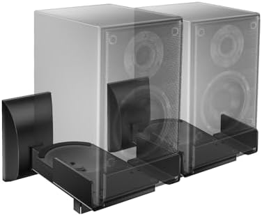 WALI Speaker Wall Mounts, Dual Side Clamping Bookshelf Mounting Bracket for Large Surrounding Sound Speakers, Hold up to 55 lbs. (SWM201), 1 Pair, Black
