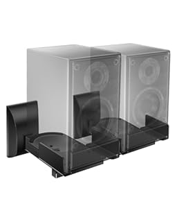 WALI Speaker Wall Mount, Surround Sound Speaker Stand with Adjustable Swivel Tilt Angle, Bookshelf Speaker Wall Mounts for Living Room, Home Theater, Hold Up to 55 Lbs, (SWM201), 1 Pair, Black