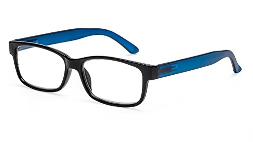 Filtral Eckige Lesebrille/Moderne Lesehilfe mit flexiblen Federbügeln für Damen und Herren/In Schwarz-Blau, 2,50 dpt, F4556318 Cover