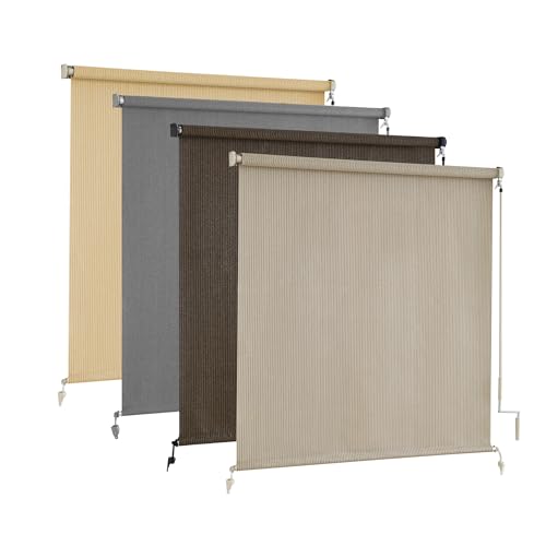 AOSKY Outdoor Roller Shades Cordless Patio Shades Roll Up Outdoor Blinds