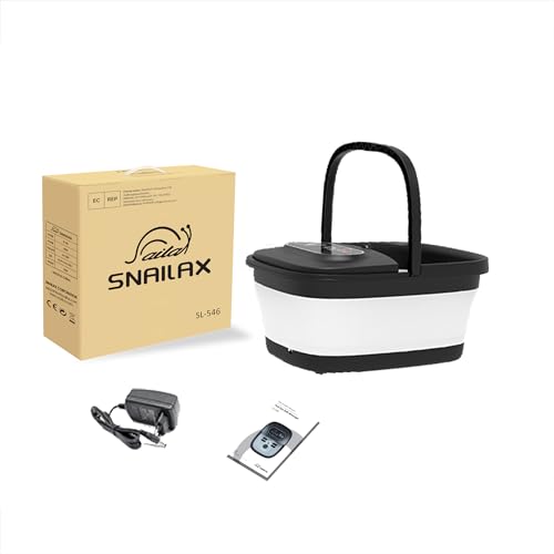 Snailax Baño de pies plegable con masaje y calefacción, baño de burbujas con ruedas Shiatsu | 14 niveles de calor | burbujas | luz roja | temporizador, bañera eléctrica 35 ℃ – 48 ℃, masajeador de pies - 9