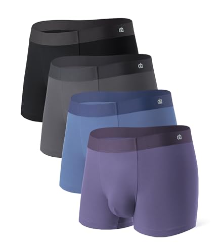 Image of DAVID ARCHY Men's Ultra Soft Underwear Modal Trunks Slim Fit No Fly 4 Pack | Second Skin Fabric Breathable, Smooth Low-Profile Waistband, 3.5 inch Inseam Clean Fit, Tagless Anti Chafing for All-day Comfort