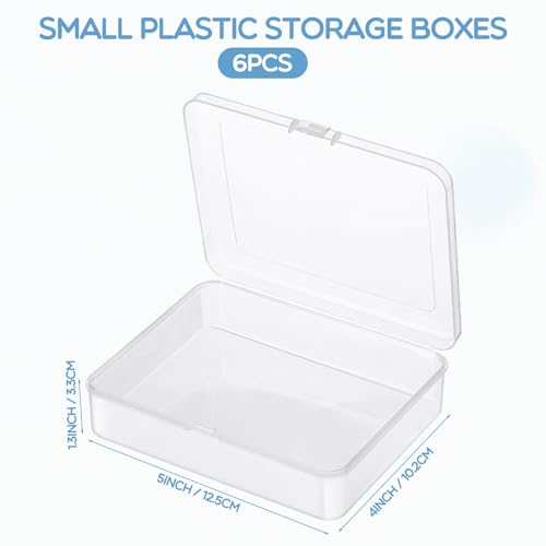 Image of Jetec 6 Pieces Mini Plastic Clear Beads Storage Containers Box for Collecting Small Items, Beads, Jewelry, Business Cards, Game Pieces, Crafts (5 x 4 x 1.3 Inch)