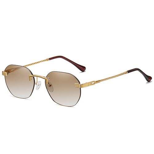Lunettes de soleil vintage en métal rond polygone LVTFCO dégradé violet