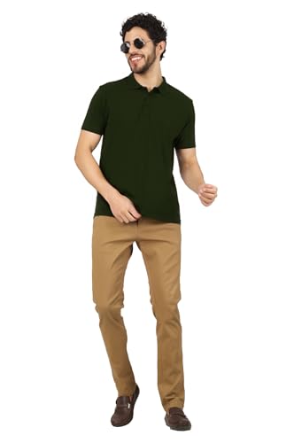 Image of Men's Regular Fit Polo Collar Half Sleeve T-Shirt Cotton Blend Polo T-Shirt Comfortable Lightweight Plain T-Shirt