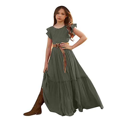 Vestido de fiesta verde para niñas | Vestido de niña de flores de diseño para celebraciones, eventos y eventos | Elegante y cómodo de llevar, verde, 160