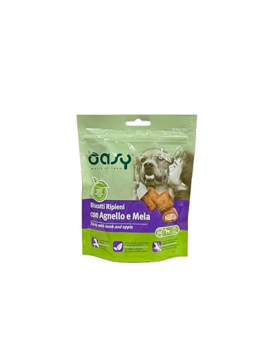 Oasy snack biscotti ripieni di mousse per cani adulti PROMOZIONE gusto AGNELLO e MELA |3 confezioni da 70 grammi l'una.