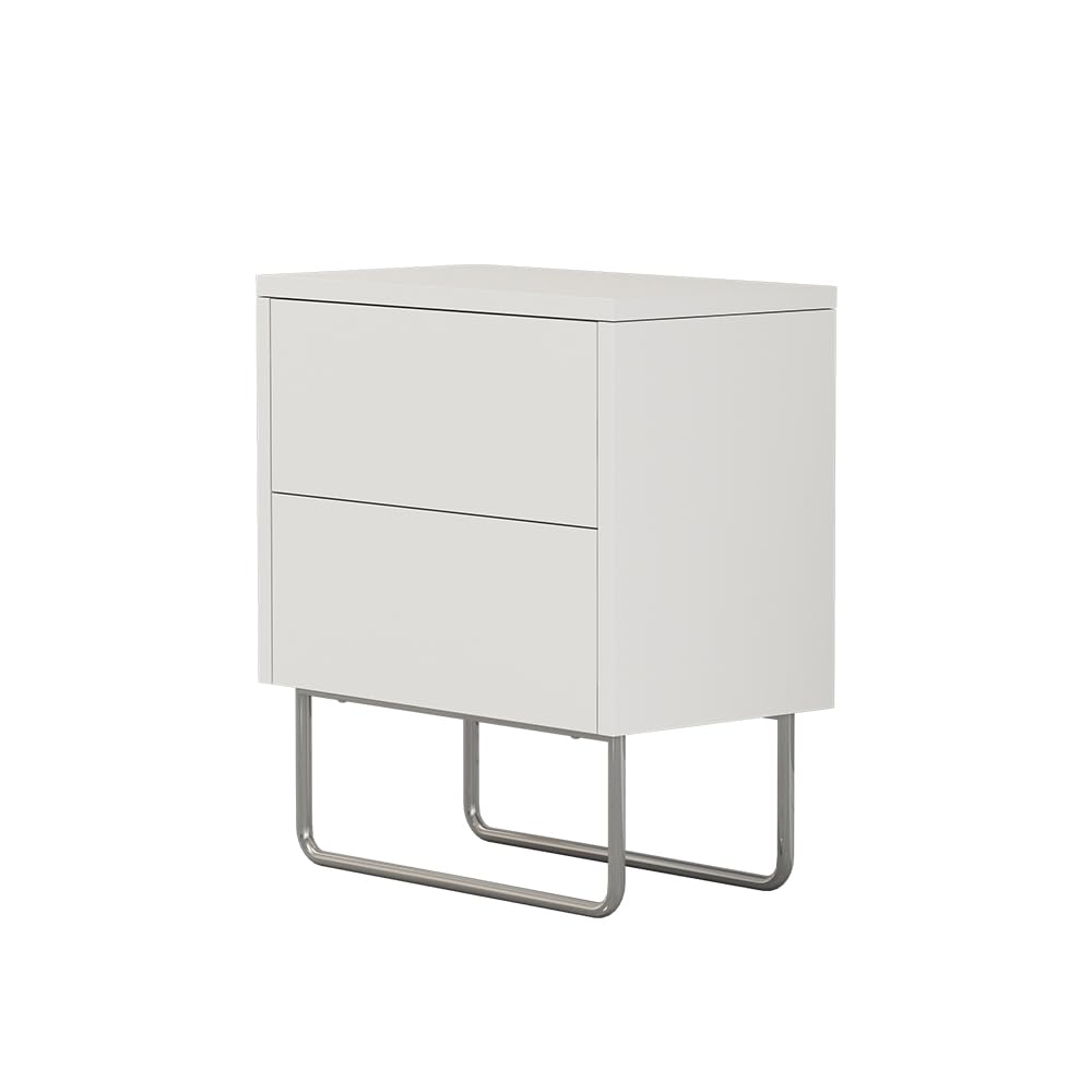 Vicco Comodino camera da letto Calvin, Bianco, 45 x 50 cm