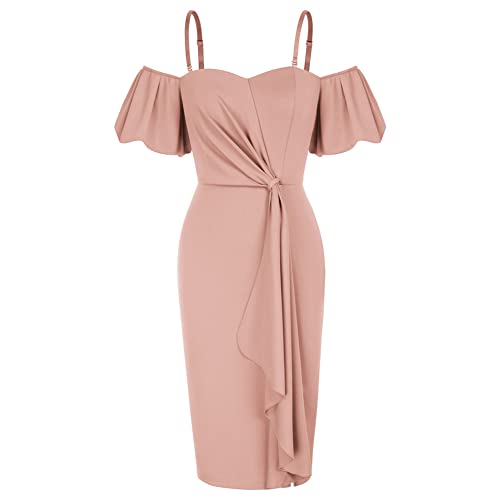 Belle Poque Damen Cocktailkleid Rüschen SaumPencil Kleid Knielang Hochzeit...