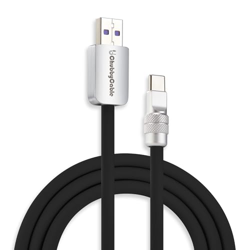chubbycable USB A to C 120W Silicone Fast Charging Cable, Black, 16.4FT