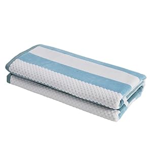   Superior-Oversized-2-Piece-Beach-Towel-Set-Quick-Drying-Cotton-Beach-Towels-Aqualis-Striped-Summer-Towel-for-Beach-Pool-and-Jacuzzi-Swim-Towel-for-Kids-and-Adults-34-x-64-Aero-Blue