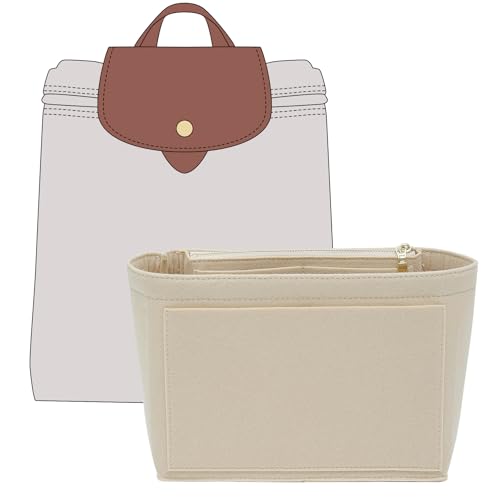 Doxo Mochila organizadora compatível com bolsa Longchamp Le Pliage e mais (23 cm C x 8 cm L x 17 cm A, bege)