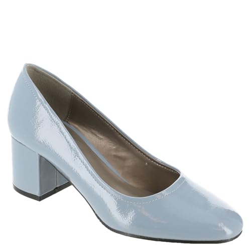 Masseys Women's Daphne Block Heel Dress Pump, 9 W (Wide), Dusty Blue Pastel Patent