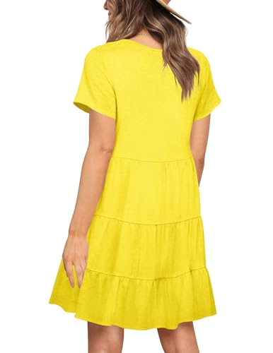 Image of Nova In Sky Women's Summer Dresses 2026 Short Sleeve V-Neck Casual Loose Swing Button Down Casual T Shirt Dresses