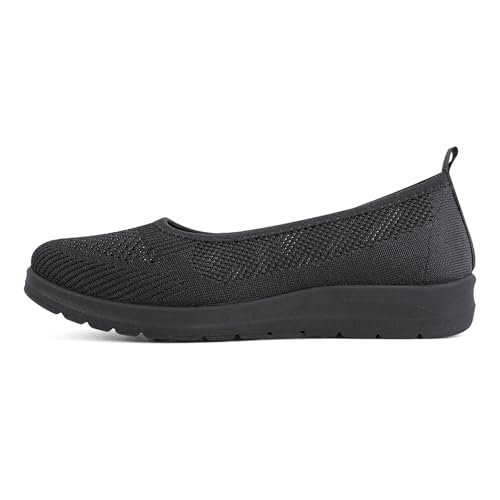 MUSSHOE Slip-on Womens Walking Shoes：Round Toe Mesh Sneakers：Comfortable Classic Casual Slip on Breathable Lightweight Loafers Flats for Mature Women Aged 30-602