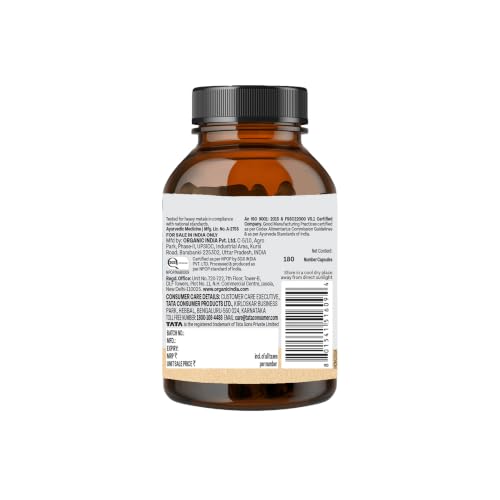 Image of A TATA Product - Organic India Sugar Balance - 180 Veg Capsules, Naturally Supports Healthy Insulin Response & Glycemic Control, Normalize Energy Levels & Metabolism, GMP & NPOP Certified Organic