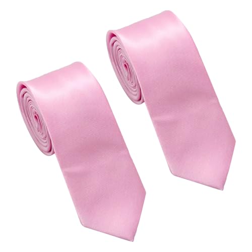 SLAXJNE Paquete de 2 Corbatas Rosas - Ropa Formal Elegante para Negocios y Bodas - Delgadas y Brillantes